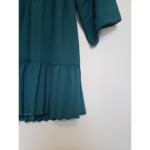 Flying Tomato Women XS Mini Dress Teal Blue V Neck Sheer Sleeve Ruffle Tier Boho - Picture 3 of 6